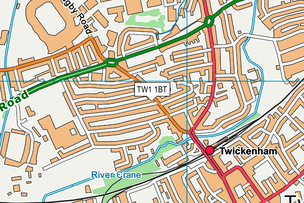 TW1 1BT map - OS VectorMap District (Ordnance Survey)