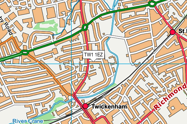 TW1 1EZ map - OS VectorMap District (Ordnance Survey)
