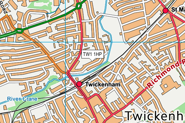 TW1 1HP map - OS VectorMap District (Ordnance Survey)