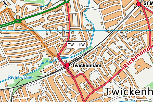 TW1 1HW map - OS VectorMap District (Ordnance Survey)