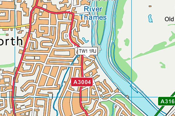 TW1 1RJ map - OS VectorMap District (Ordnance Survey)