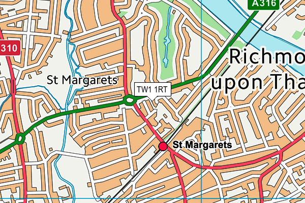 TW1 1RT map - OS VectorMap District (Ordnance Survey)