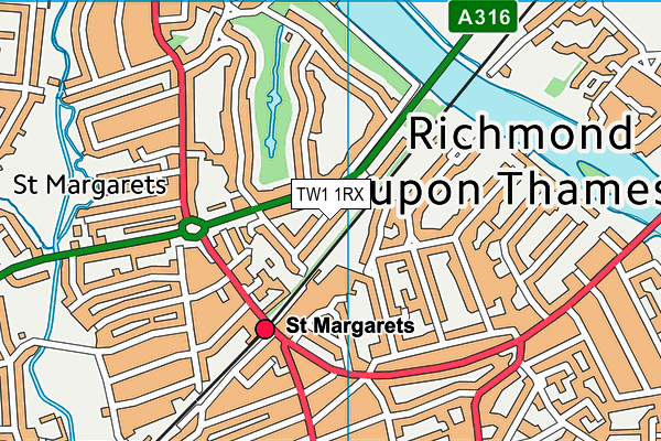 TW1 1RX map - OS VectorMap District (Ordnance Survey)