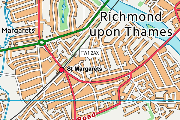 TW1 2AX map - OS VectorMap District (Ordnance Survey)