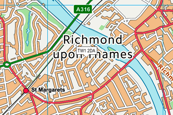 TW1 2DA map - OS VectorMap District (Ordnance Survey)