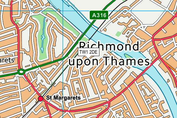 TW1 2DE map - OS VectorMap District (Ordnance Survey)