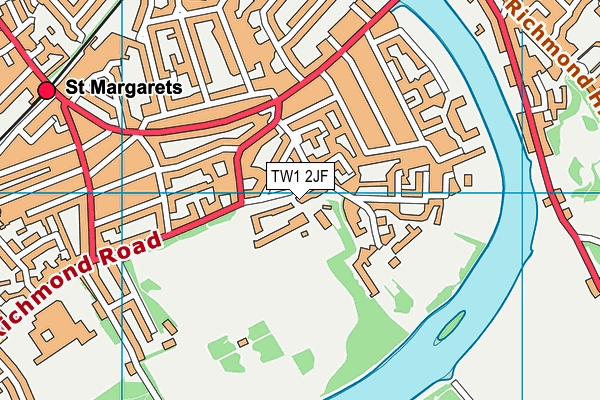 TW1 2JF map - OS VectorMap District (Ordnance Survey)
