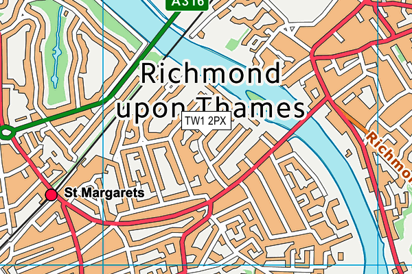 TW1 2PX map - OS VectorMap District (Ordnance Survey)