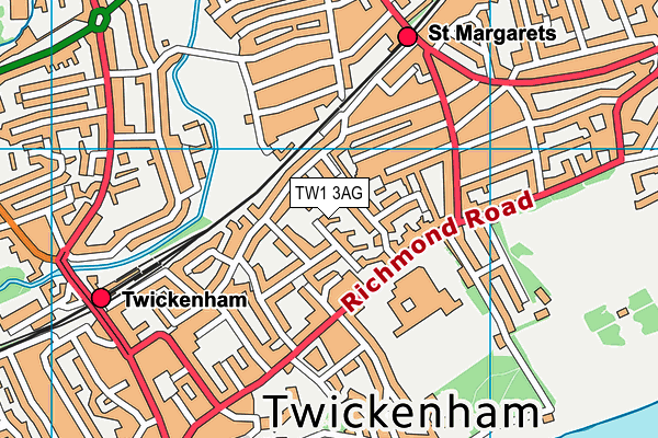 TW1 3AG map - OS VectorMap District (Ordnance Survey)