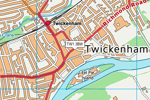 TW1 3BW map - OS VectorMap District (Ordnance Survey)