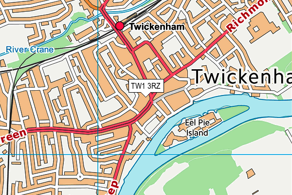 TW1 3RZ map - OS VectorMap District (Ordnance Survey)