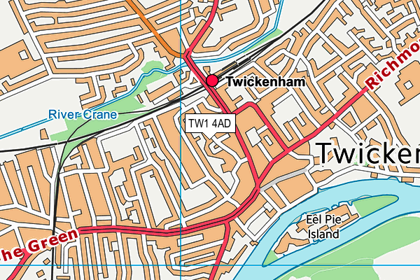 TW1 4AD map - OS VectorMap District (Ordnance Survey)