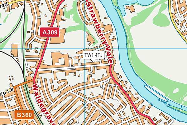 TW1 4TJ map - OS VectorMap District (Ordnance Survey)