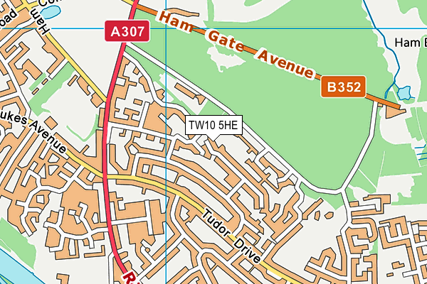 TW10 5HE map - OS VectorMap District (Ordnance Survey)