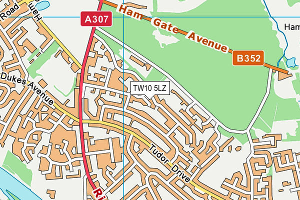 TW10 5LZ map - OS VectorMap District (Ordnance Survey)