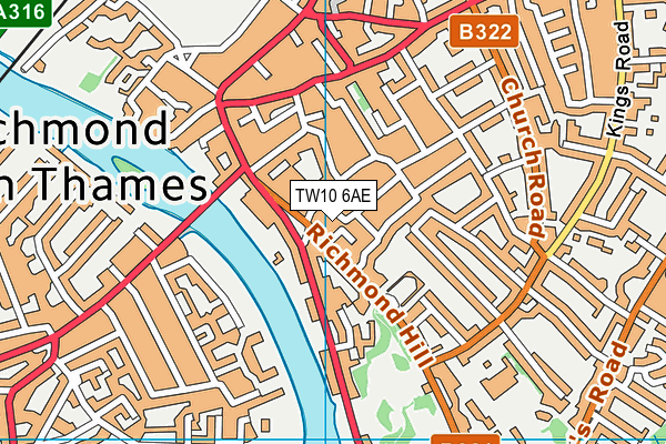TW10 6AE map - OS VectorMap District (Ordnance Survey)