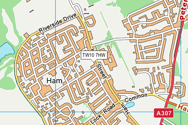TW10 7HW map - OS VectorMap District (Ordnance Survey)