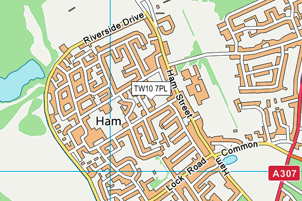 Ham Hall map (TW10 7PL) - OS VectorMap District (Ordnance Survey)