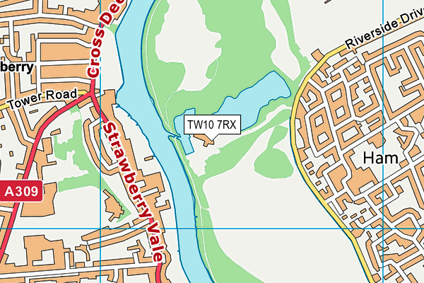 Richmond Baseball Club  map (TW10 7RX) - OS VectorMap District (Ordnance Survey)