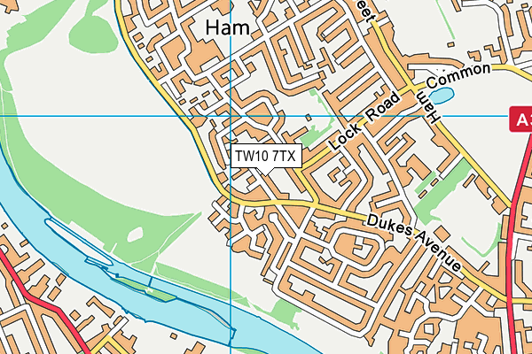 TW10 7TX map - OS VectorMap District (Ordnance Survey)