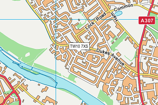 TW10 7XS map - OS VectorMap District (Ordnance Survey)