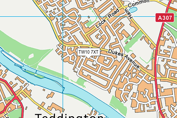 TW10 7XT map - OS VectorMap District (Ordnance Survey)