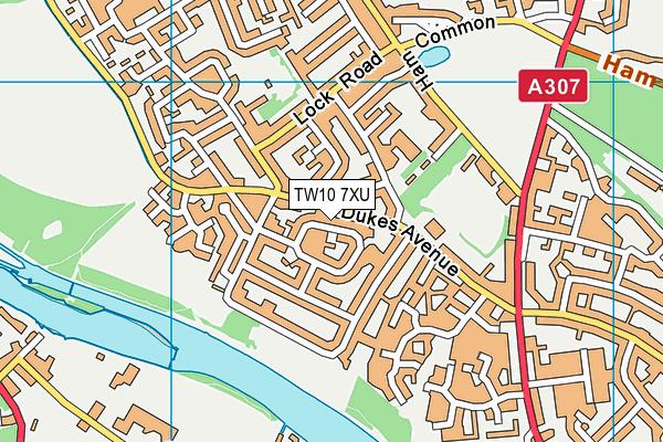 TW10 7XU map - OS VectorMap District (Ordnance Survey)