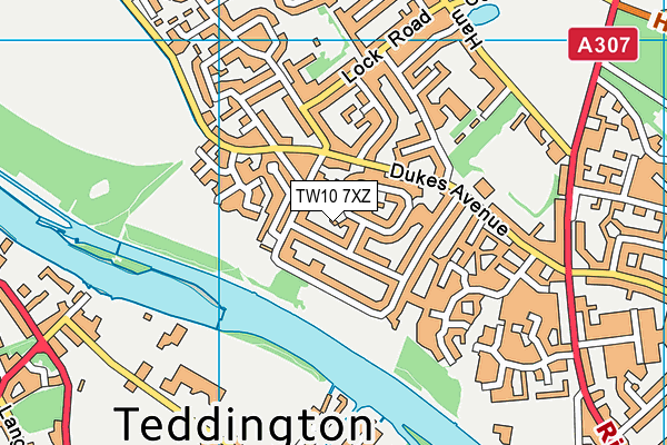 TW10 7XZ map - OS VectorMap District (Ordnance Survey)