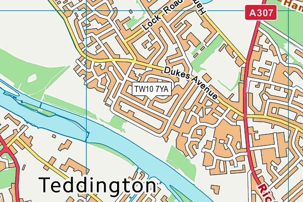 TW10 7YA map - OS VectorMap District (Ordnance Survey)