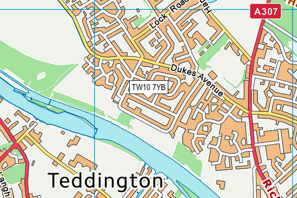 TW10 7YB map - OS VectorMap District (Ordnance Survey)