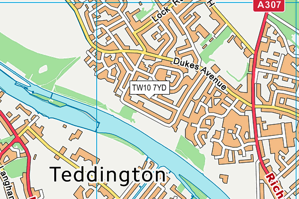 TW10 7YD map - OS VectorMap District (Ordnance Survey)