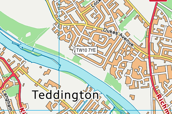 TW10 7YE map - OS VectorMap District (Ordnance Survey)