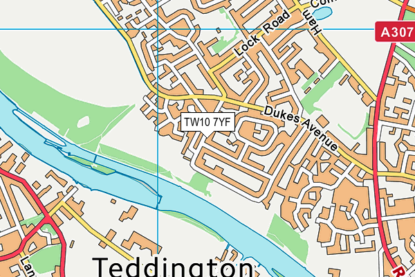 TW10 7YF map - OS VectorMap District (Ordnance Survey)