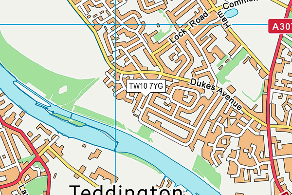 TW10 7YG map - OS VectorMap District (Ordnance Survey)
