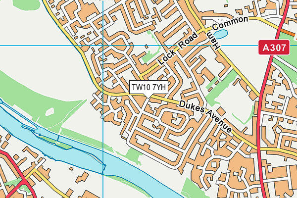 TW10 7YH map - OS VectorMap District (Ordnance Survey)