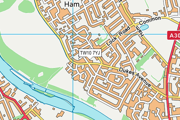 TW10 7YJ map - OS VectorMap District (Ordnance Survey)