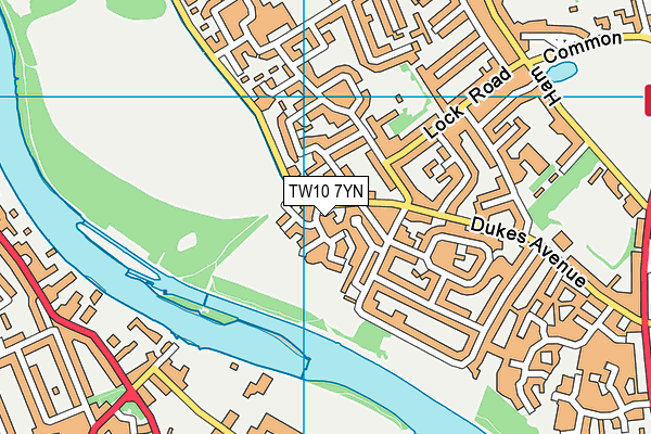 TW10 7YN map - OS VectorMap District (Ordnance Survey)
