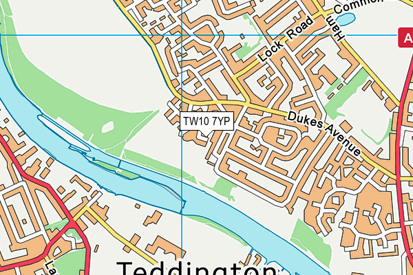 TW10 7YP map - OS VectorMap District (Ordnance Survey)