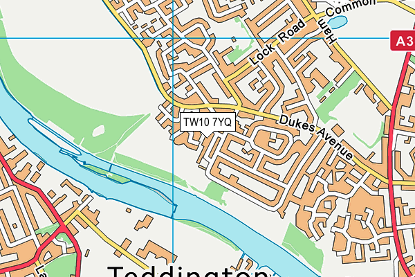 TW10 7YQ map - OS VectorMap District (Ordnance Survey)