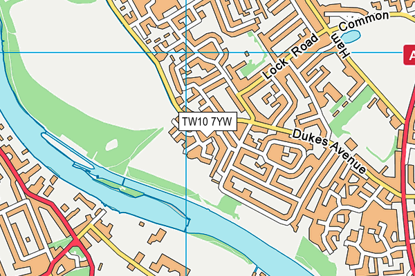 TW10 7YW map - OS VectorMap District (Ordnance Survey)
