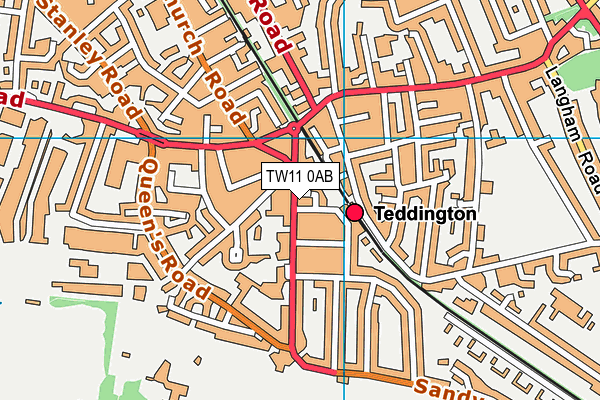 TW11 0AB map - OS VectorMap District (Ordnance Survey)