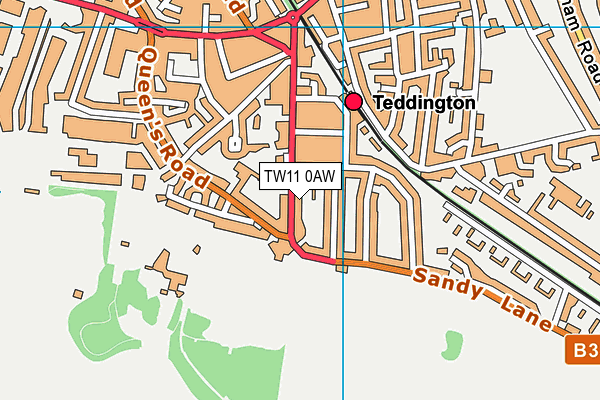 TW11 0AW map - OS VectorMap District (Ordnance Survey)