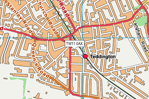 TW11 0AX map - OS VectorMap District (Ordnance Survey)