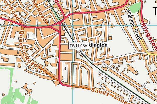 TW11 0BA map - OS VectorMap District (Ordnance Survey)