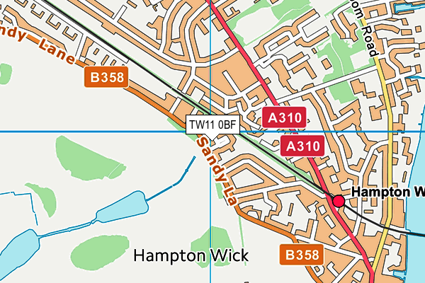 TW11 0BF map - OS VectorMap District (Ordnance Survey)