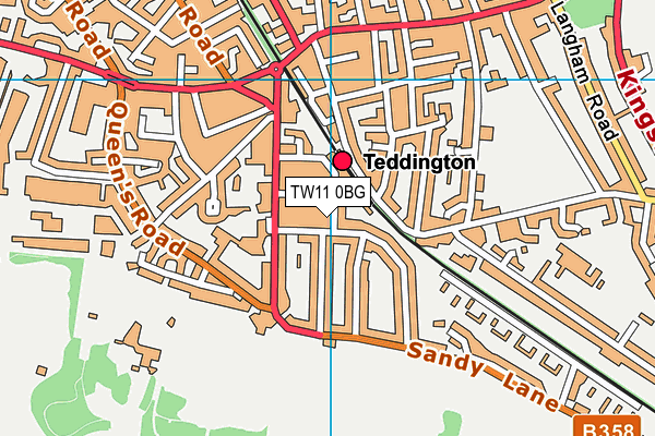 TW11 0BG map - OS VectorMap District (Ordnance Survey)