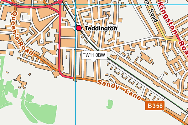 TW11 0BW map - OS VectorMap District (Ordnance Survey)