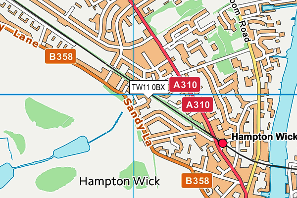 TW11 0BX map - OS VectorMap District (Ordnance Survey)