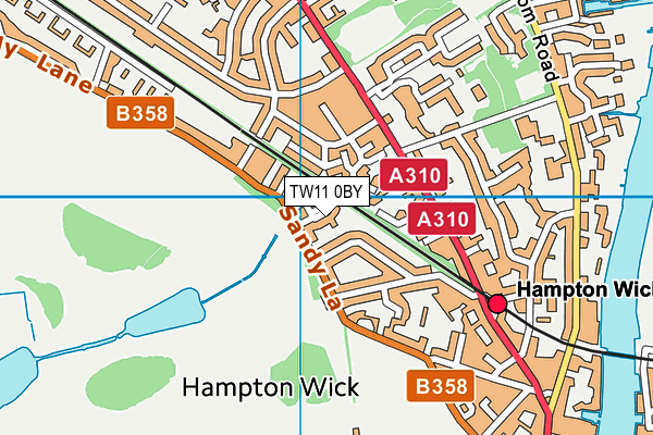 TW11 0BY map - OS VectorMap District (Ordnance Survey)