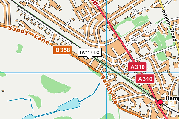 TW11 0DX map - OS VectorMap District (Ordnance Survey)
